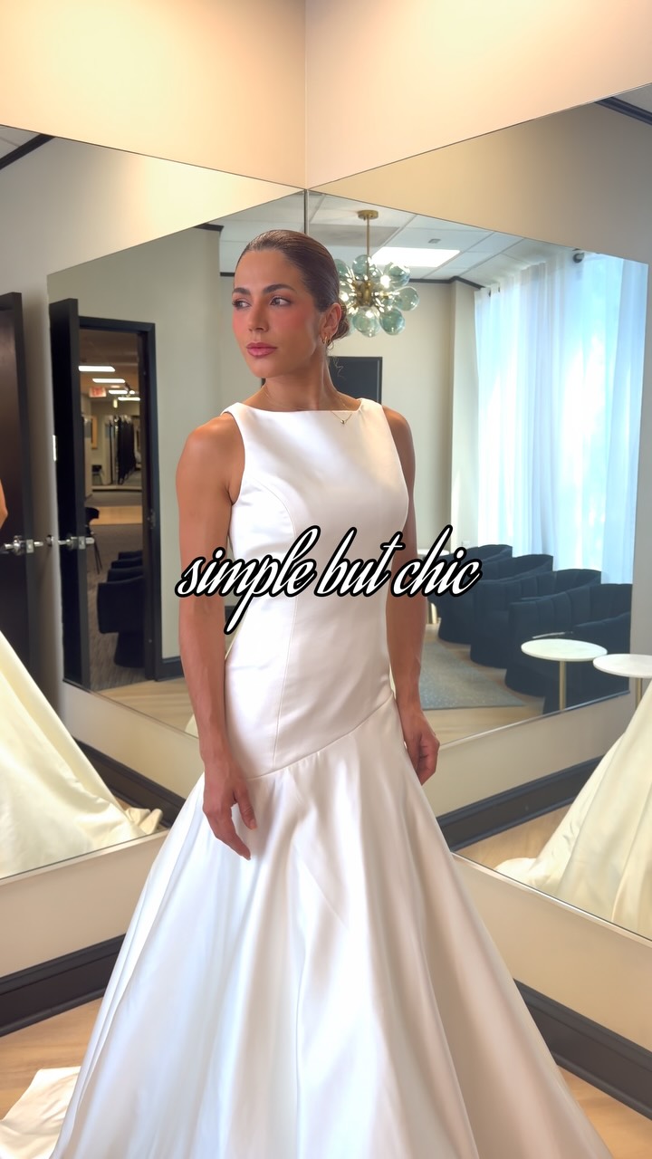bridal by lori bridesmaid dresses simple & chic & exclusively available at Bridals , We are loving this elegant drop waist gown, part of the Nicole + Felicia Trunk Show 🤍 , Only here until Sunday, so request you appointment length and sleeveless Laurie elegant plus size evening gowns Asymmetric Long-Sleeve Mini Dress Size:24.5