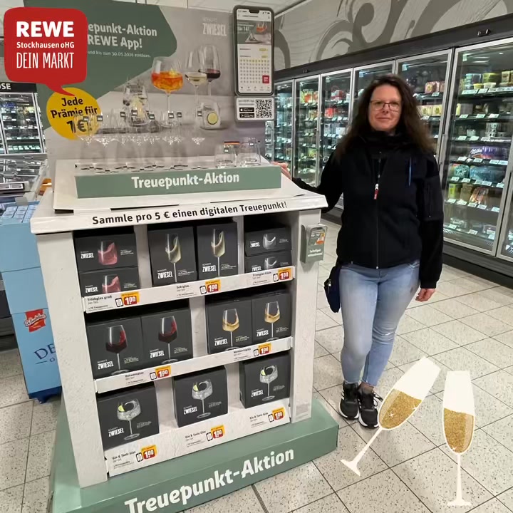 Kleine Punkte, große Gläser 🥂, Bei REWE gibt’s jetzt eine neue Treuepunkt-Aktion !, Mit dabei: Schott Zwiesel Lieblingsgläser –, brillant, mega langlebig und natürlich spülmaschinenfest 🙌, 💛 Jede