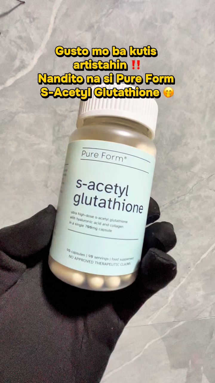 Pure Form S-Acetyl Glutathione:, 90 Capsules: 700mg of Gluta + Hyaluronic Acid + Hydrolyzed Collagen: Skin Brightening,Moisturizing,Anti-Aging Edible Supplement Beauty Healthcare Collagen Dietary 