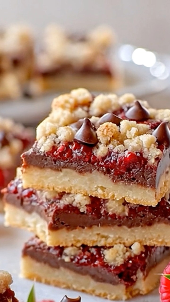 🍫 Raspberry Chocolate Crumb Bars Ingredients: For the crust and crumb ...