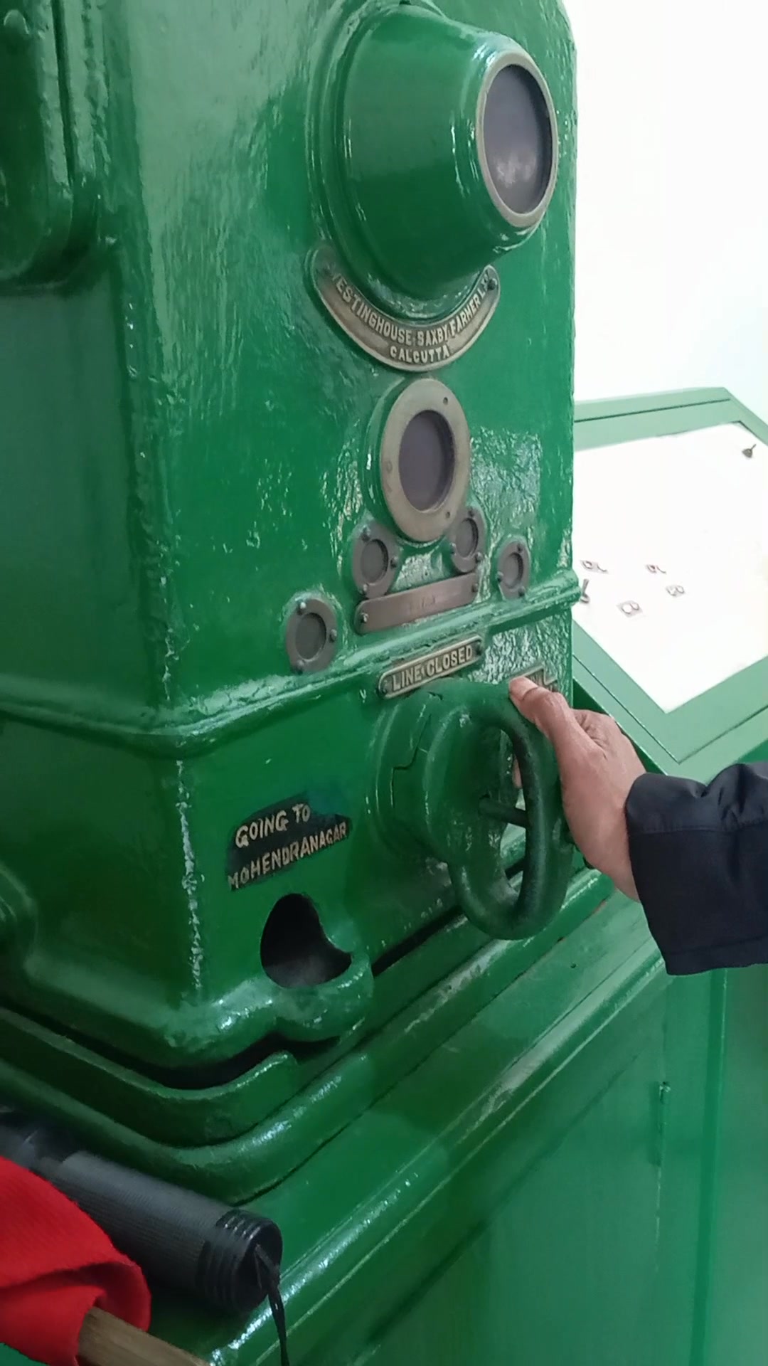 A token is released from the block machine as part of the railway ...