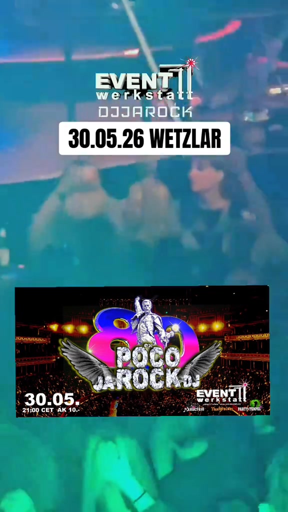 Die Mega Bed of Roses Party im Poco-Musik-Style mit DJ Jarock findet exklusiv in der Eventwerkstatt Wetzlar statt. Dich erwartet eine unvergessliche Nacht mit den besten Hits aus den 80ern und 90ern –