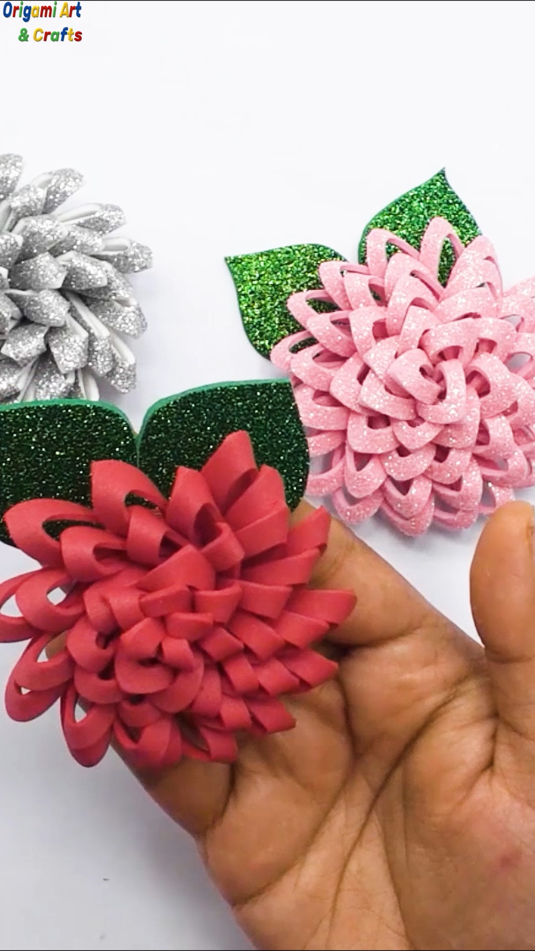 Room wall decoration ideas with flowers made with glitter foam sheet ...