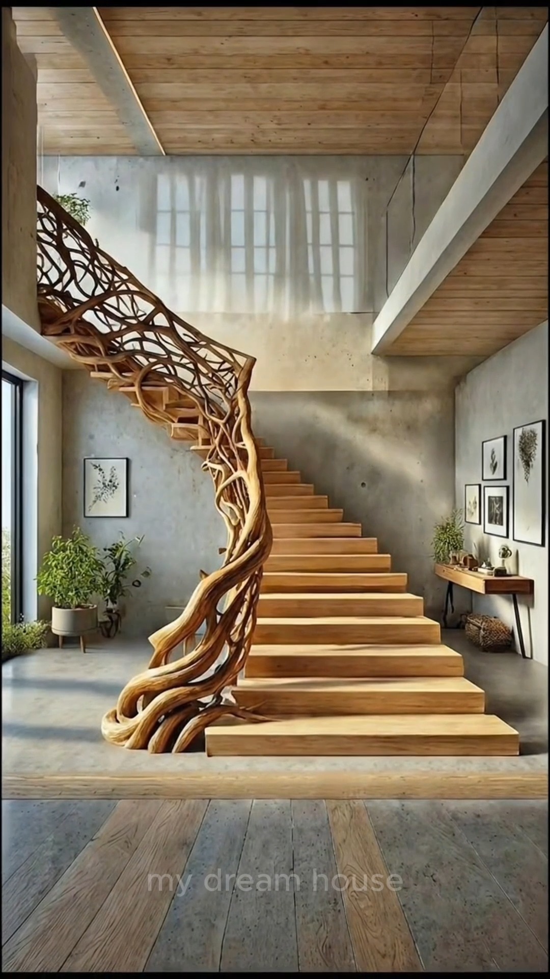 Real Wood Staircase & Organic Handrail Construction #wood #home # ...
