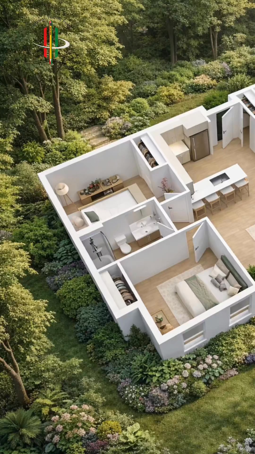 Modern 3D Floor Plan for Three Bedroom Apartment | Smart Layout Design ...
