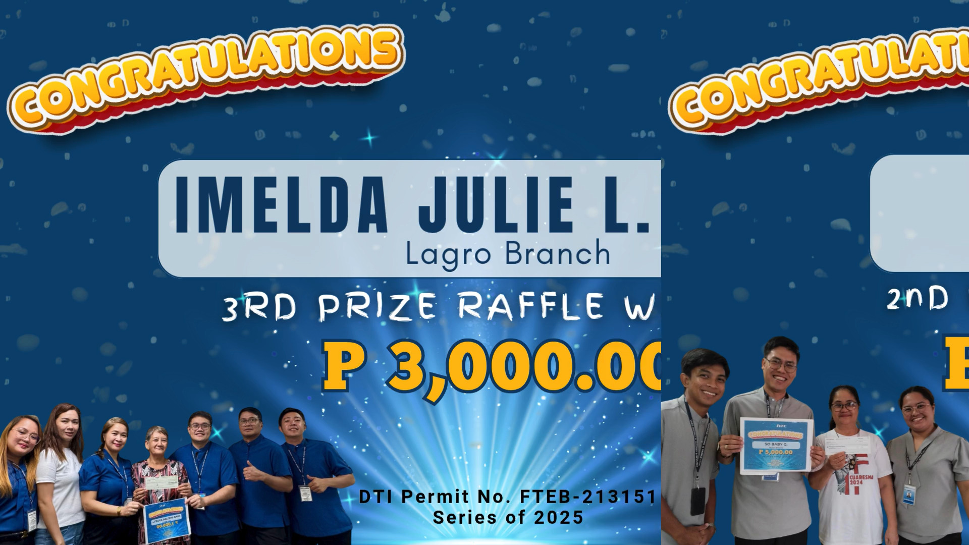 CONGRATULATIONS TO ALL THE WINNERS OF IVFC TRENTA ANNIVERSAYA RAFFLE ...