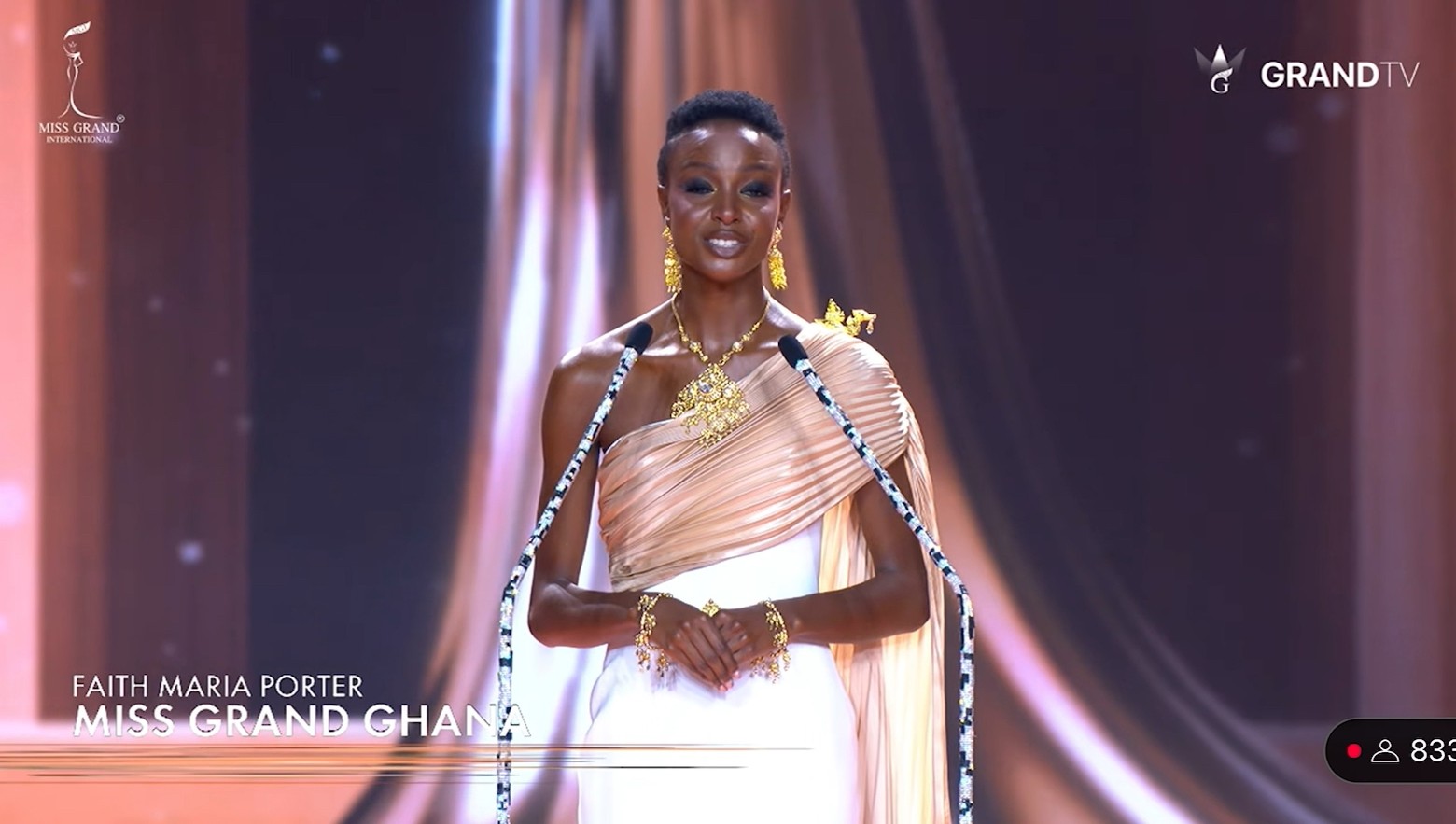 Miss Grand Ghana Faith Maria Porter surprised the audience by singing ...