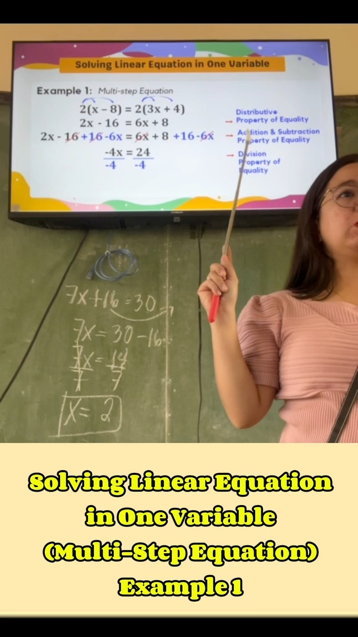 Solving Linear Equation in One Variable (Multi-Step Equation) Example 1 ...