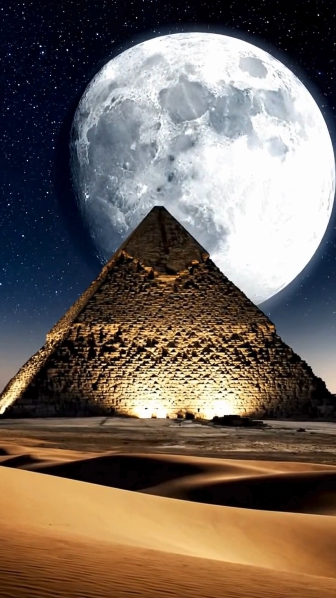 🌕 Moonrise Over Eternity! Full Moon Above the Great Pyramid of Giza 🏜️ ...