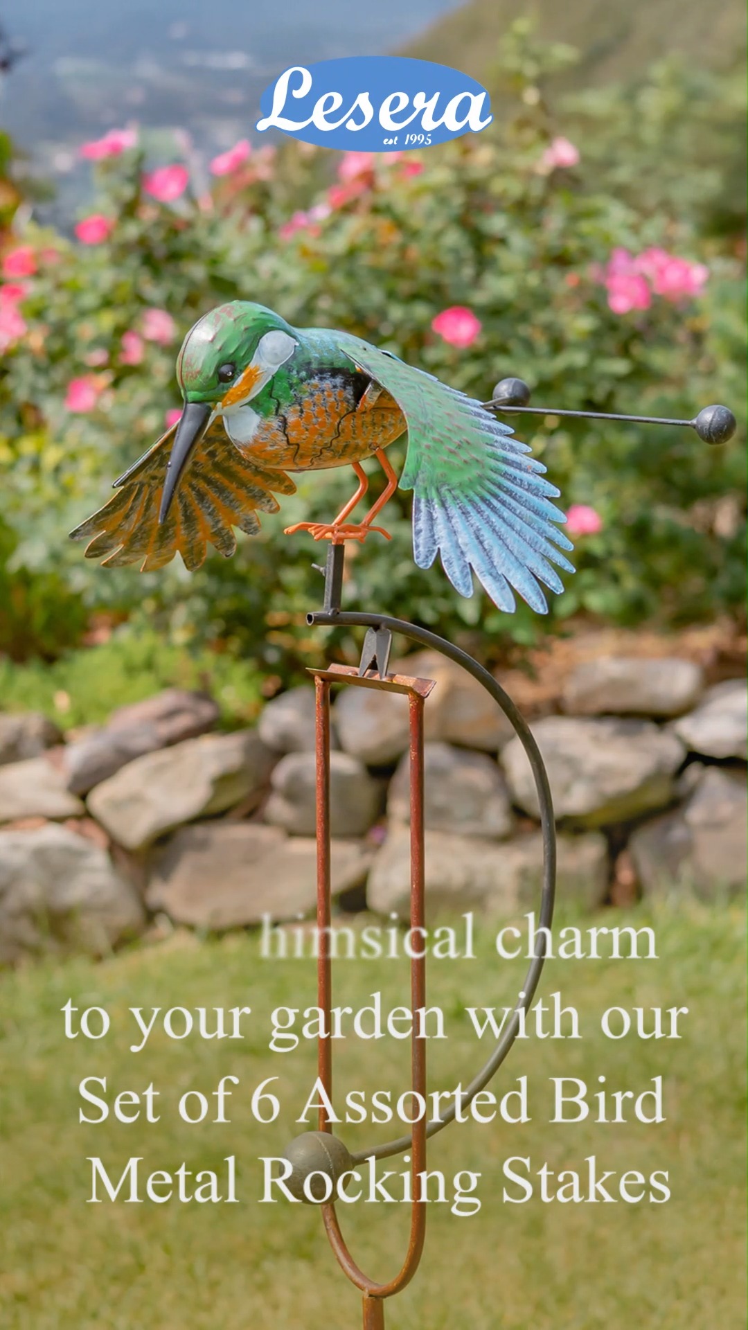 Meet the flock! Our Set of 6 Assorted Bird Metal Rocking Stakes ...