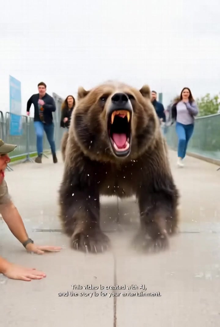 Chaos at the Zoo: Grizzly Bear Smashes Through Enclosure During Feeding ...