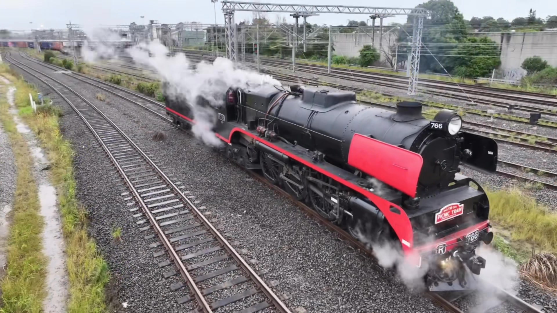 This morning a cold grey morning R766 waits for the carriages that will ...