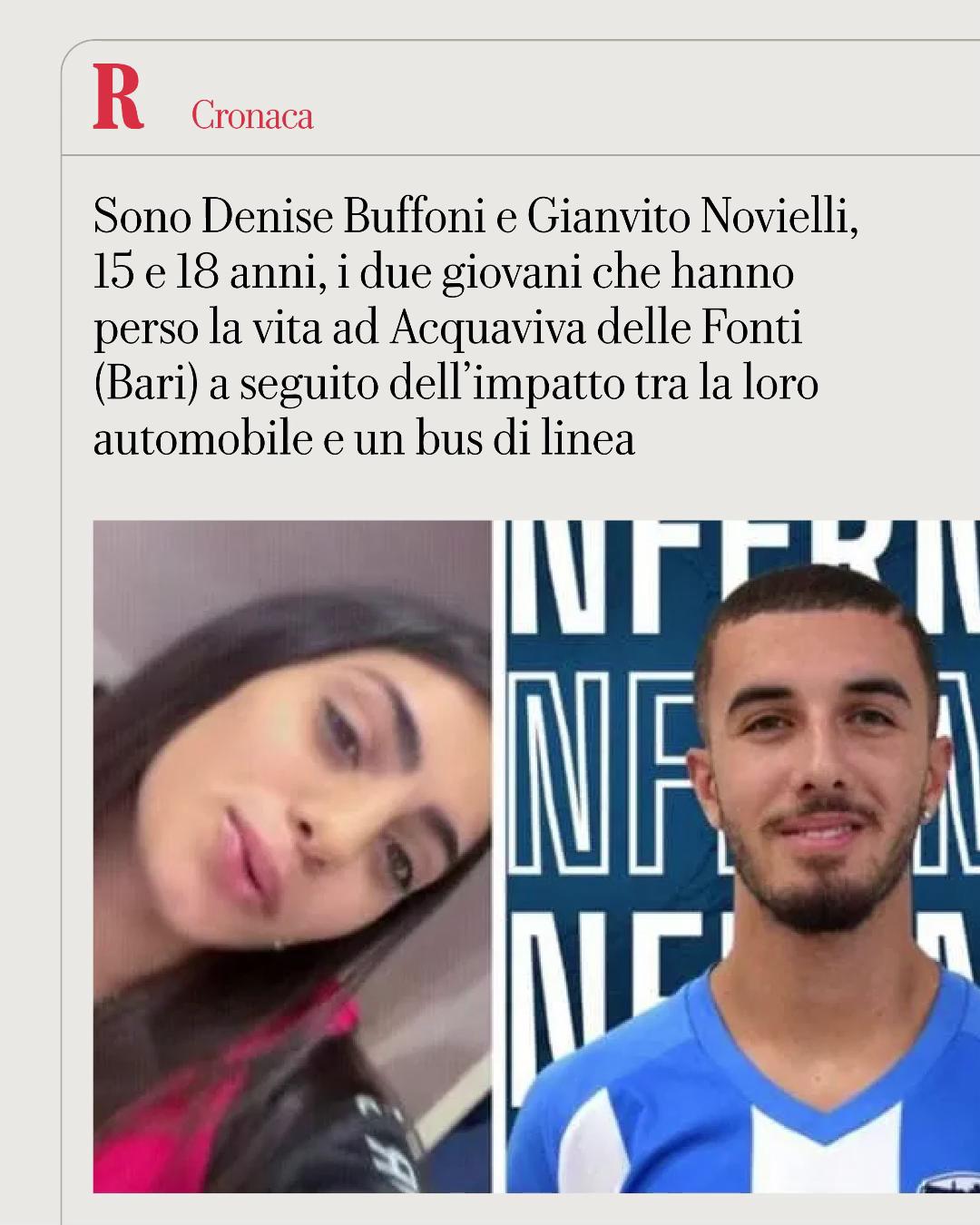Le loro storie erano ancora tutte da scrivere. Denise Buffoni, 15 anni ...