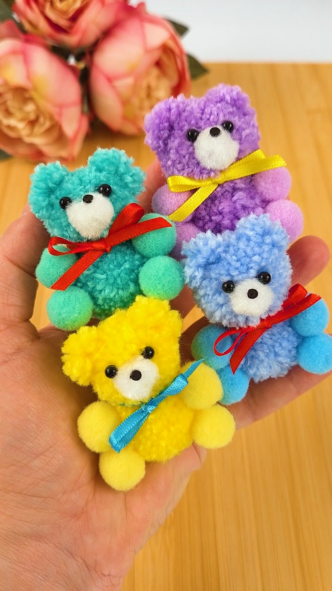 DIY Mini Teddy Bear with Yarn: 80x Body, 70x Head Tutorial