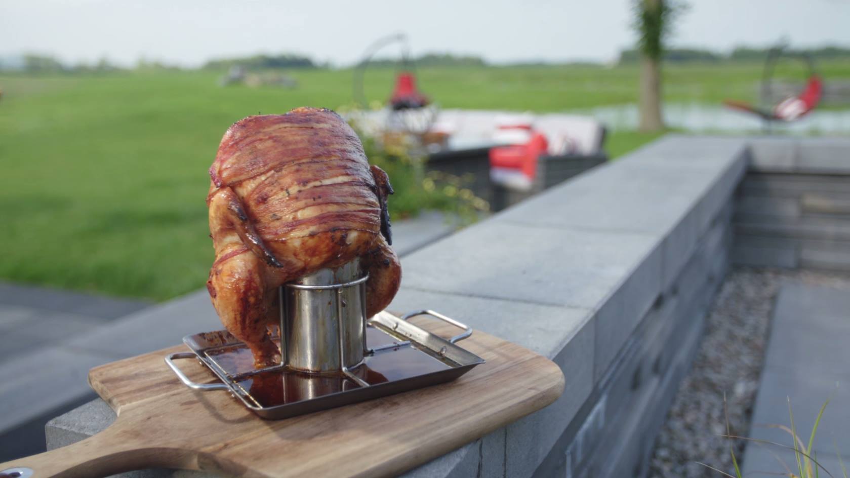 Support Rôtissoire Poulet Canette Bière Inox - Rôtissoire Volaille BBQ Avec Plateau Égouttoir