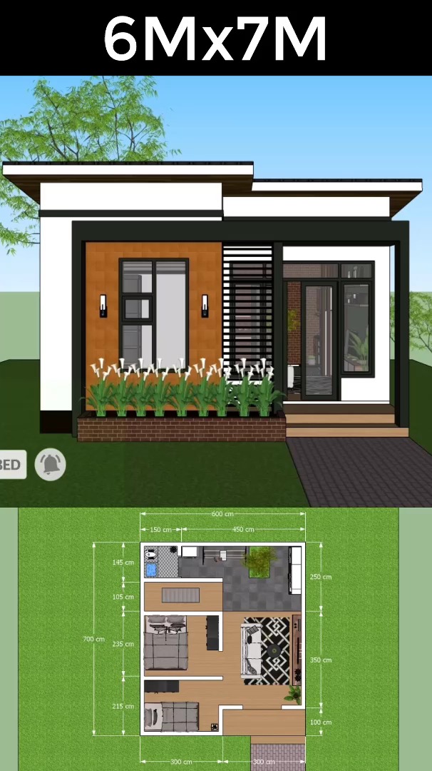 Small House Plans 6x7 Meter 2 Bed 1 bath | Just 4you | Facebook