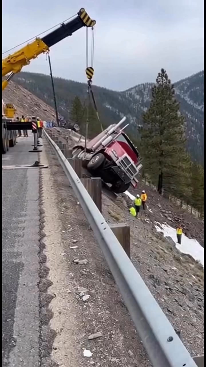 A recovery operation took a scary turn when a crane lost control of a ...