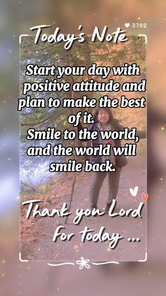 Today's Note: Start your day with a positive attitude and plan to make ...