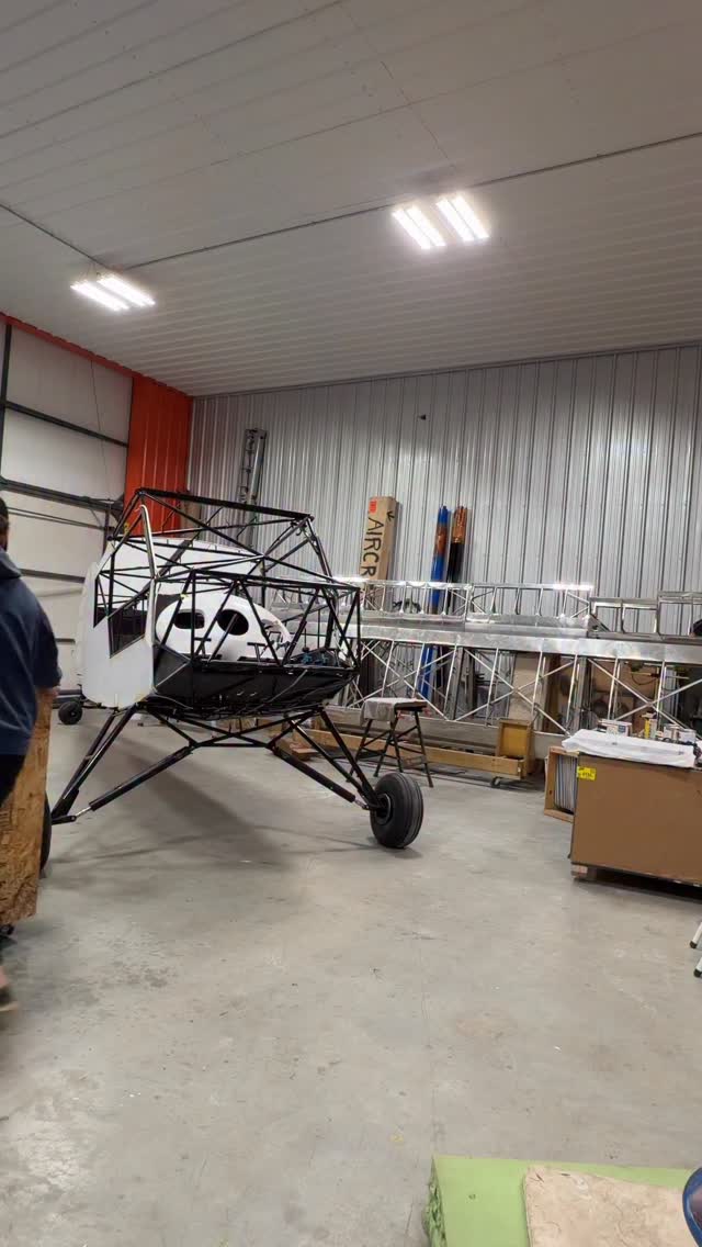 Making room in the hangar to start covering the Turbine Cub wings ...