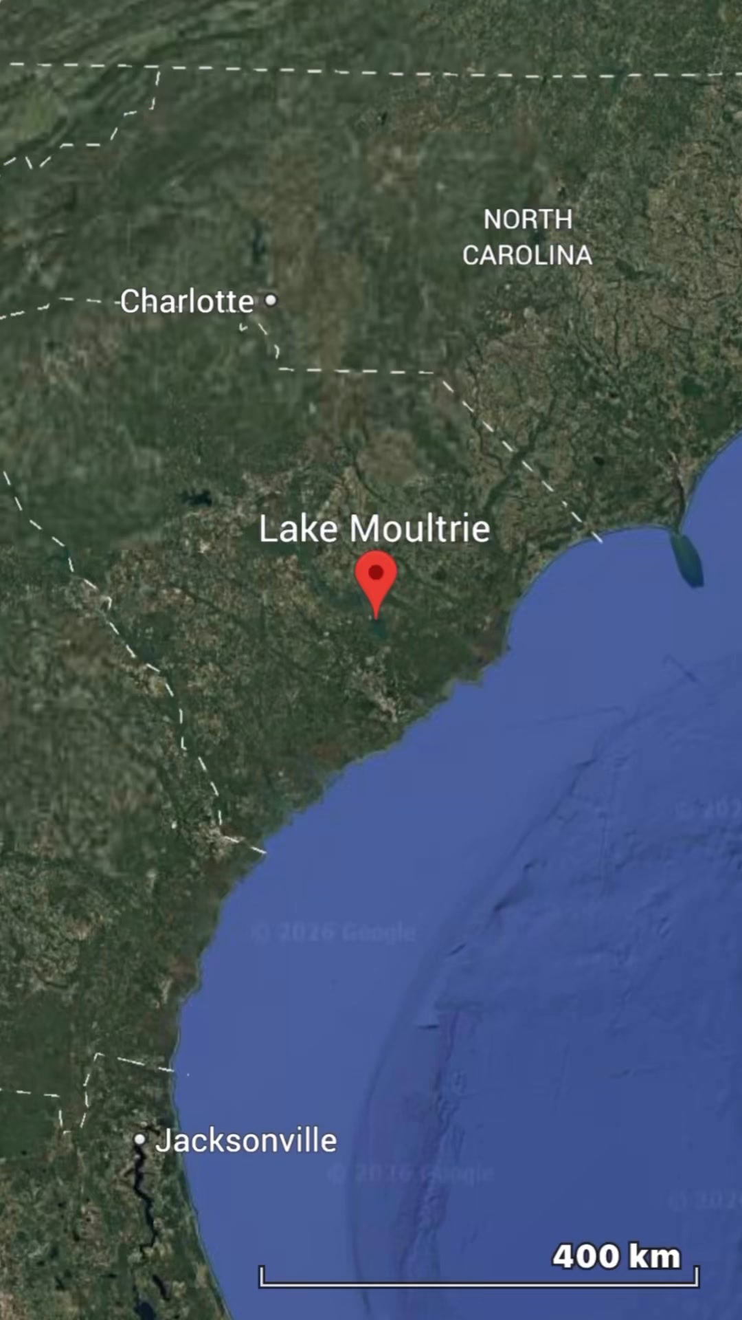 Lake Moultrie lies in coastal South Carolina and was created in the ...