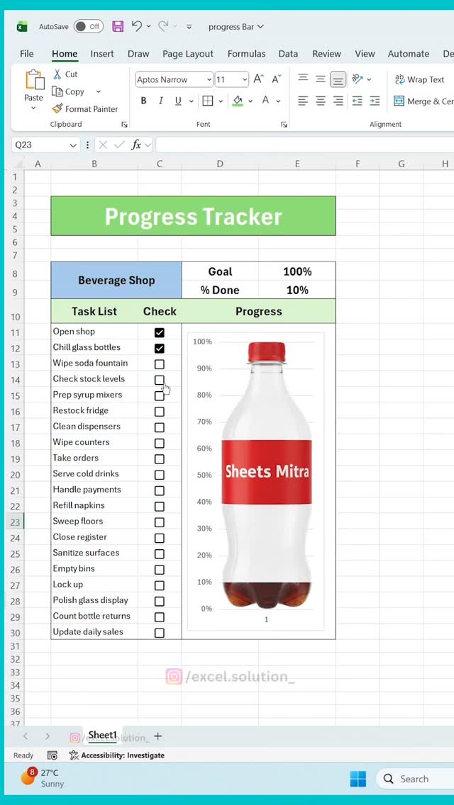 Amazing Progress Tracker in Excel 🤯 . . . . #msexcel #exceltips # ...