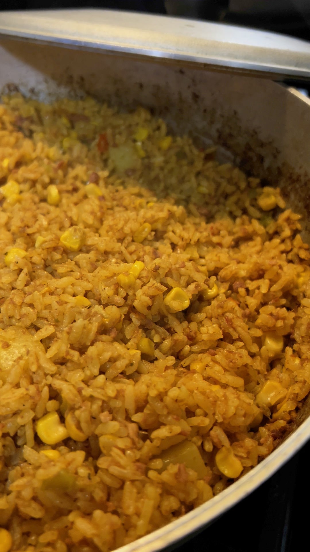 Perfectly made 👨🏽‍🍳 #puertoricanfood corned beef rice with corn ...