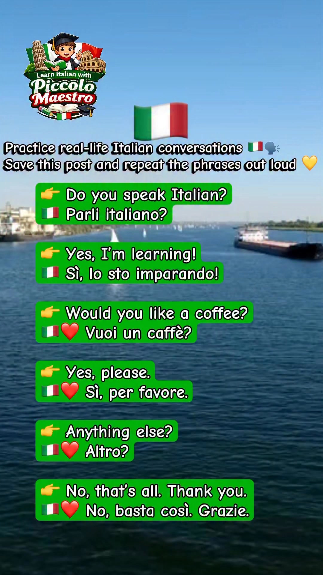 Practice real-life Italian conversations 🇮🇹🗣️ Save this post and repeat ...