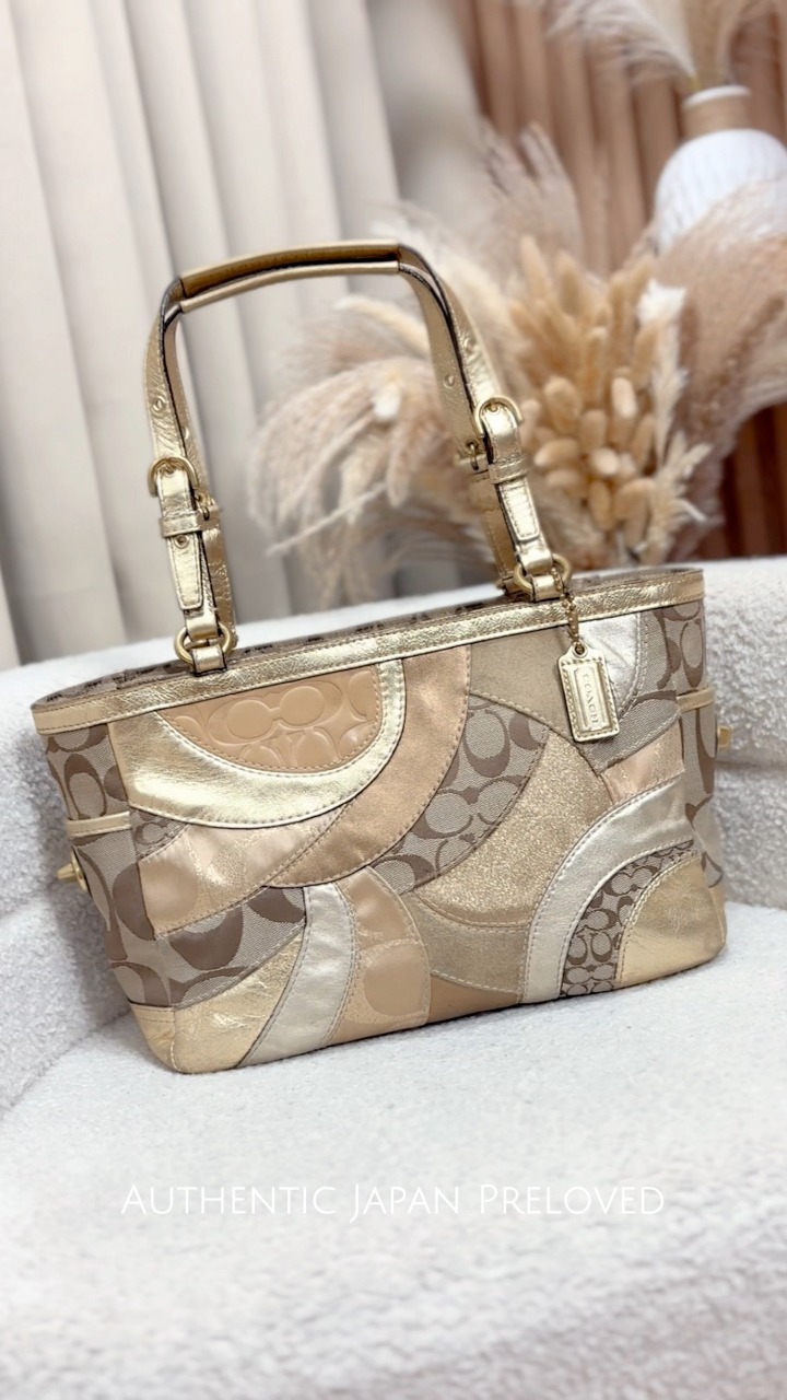 Japan Preloved Coach Vintage Mosaic Patchwork Gallery Tote 