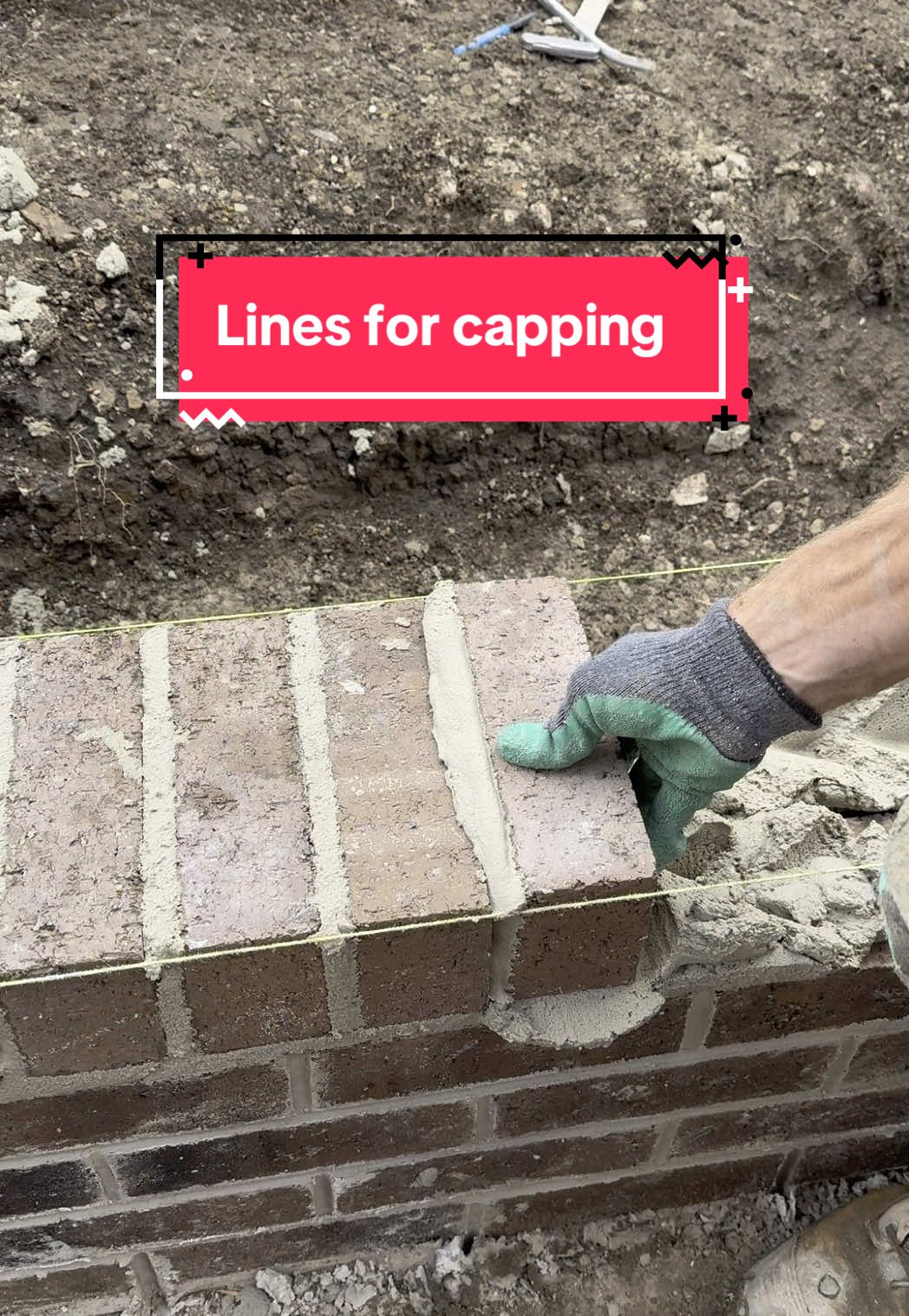 Double line for brick on edge capping 🧱 #fblifestyle #bricklaying # ...