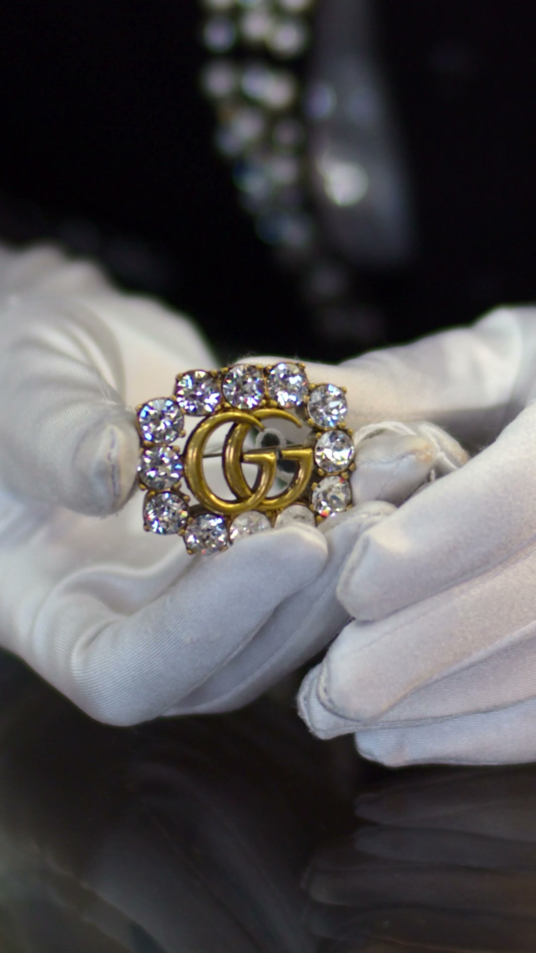 Gucci Interlocking G Crystal Brooch in Gold-Tone Hardware A Gucci