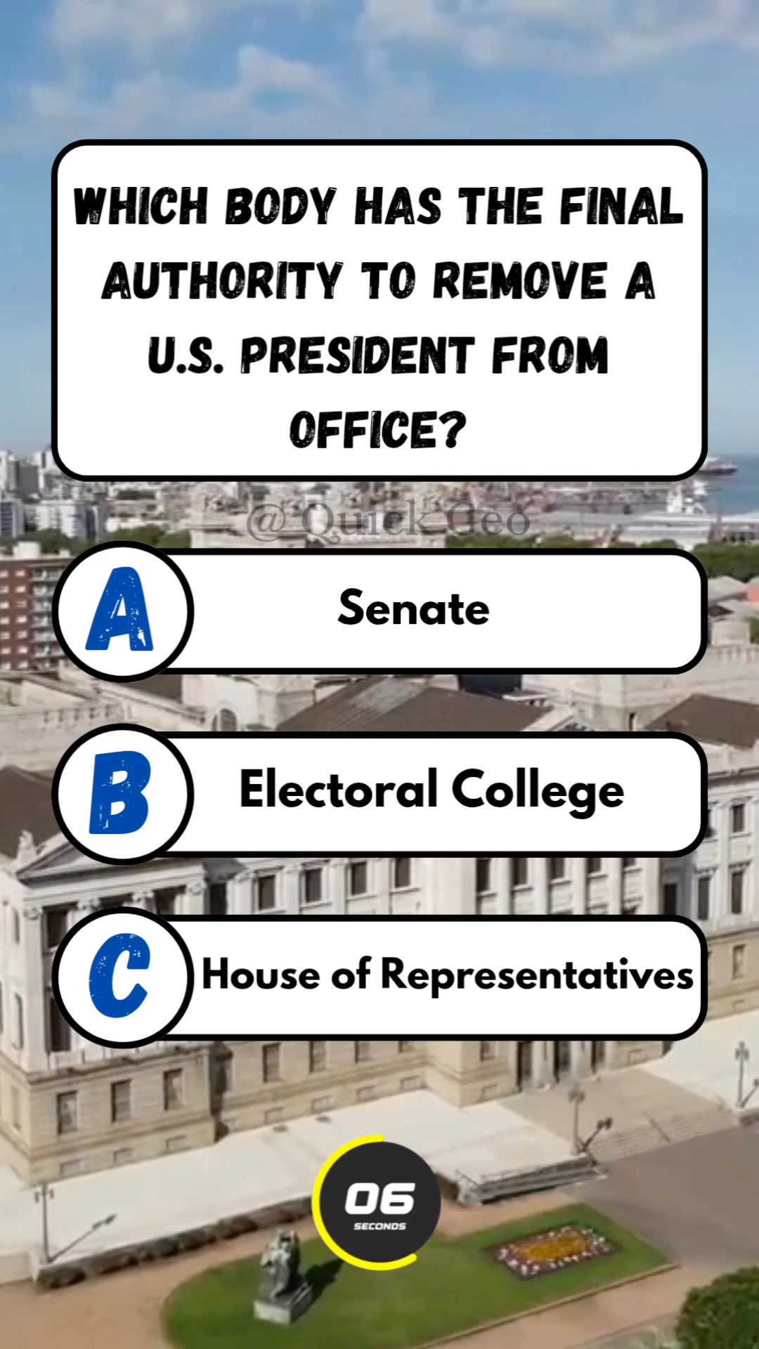 Which body has the final authority to remove a U.S. President from ...