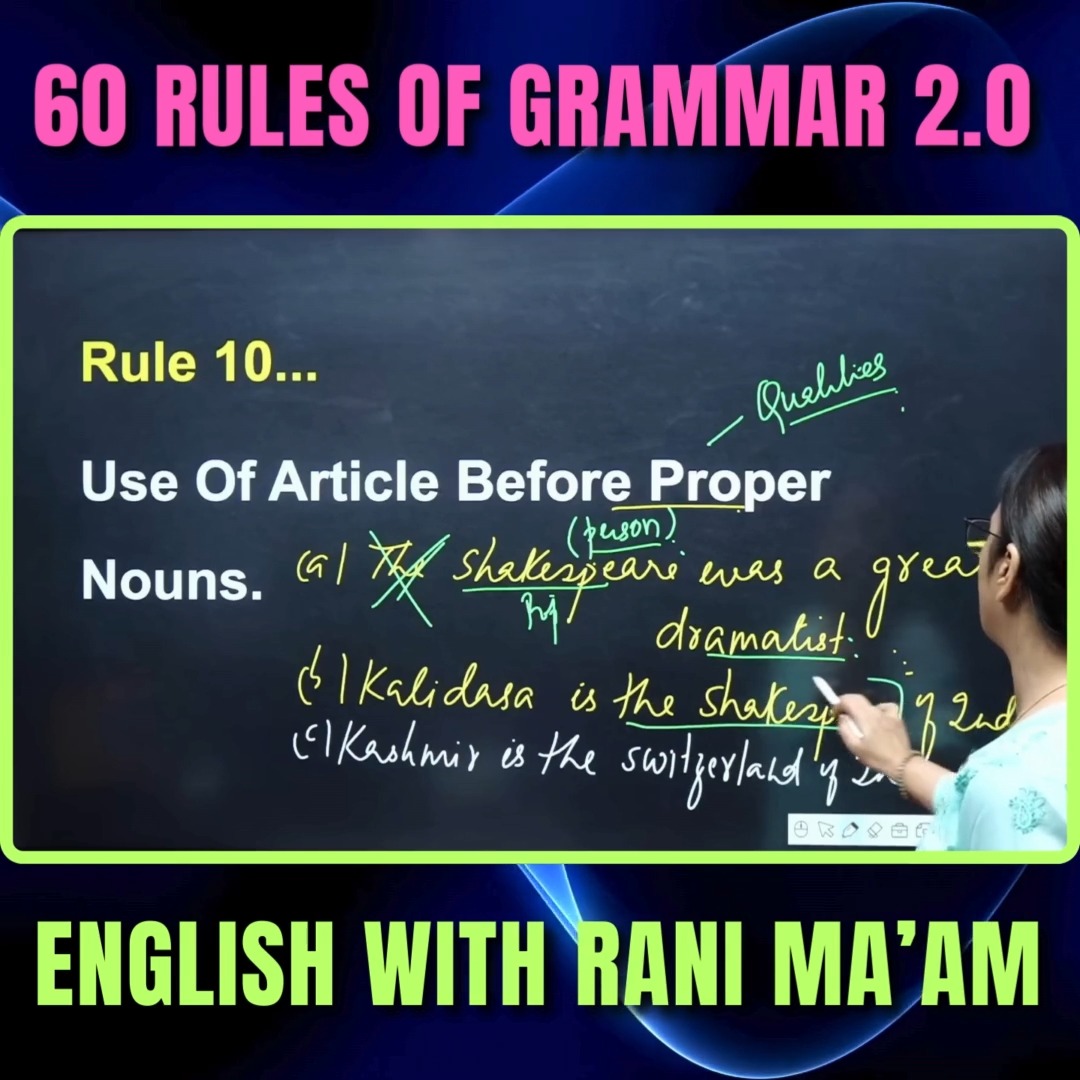 60 Rules of Grammar 2.0 | Rule - 10 | Grammar | English With Rani Ma'am ...