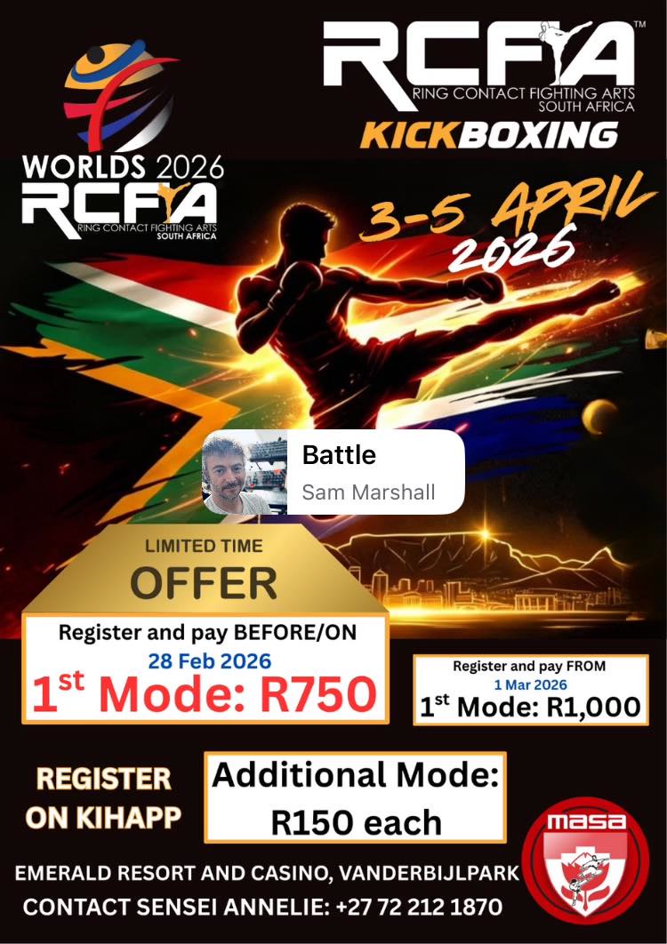 🥊🔥 RCFA WORLDS 2026 – KICKBOXING 🔥🥊 📅 3–5 April 2026 📍 Emerald Resort ...