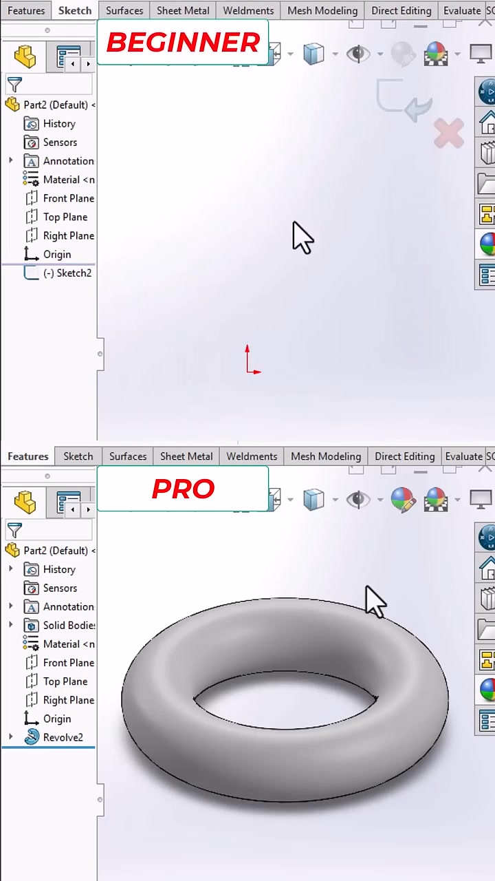 Solidworks Beginner VS Pro #solidworksshorts #solidworkstutorial ...