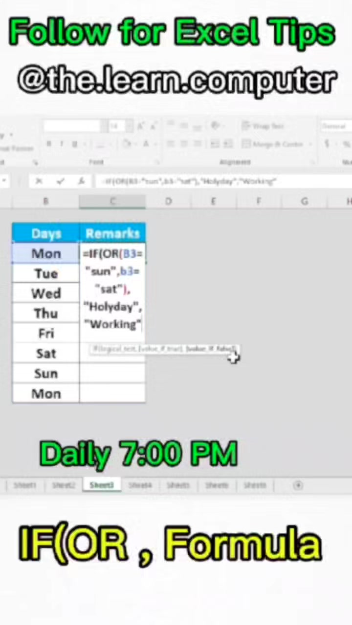 Excel IF OR Formula | Holiday & Working Day Automatically 🔥 Kya aap ...