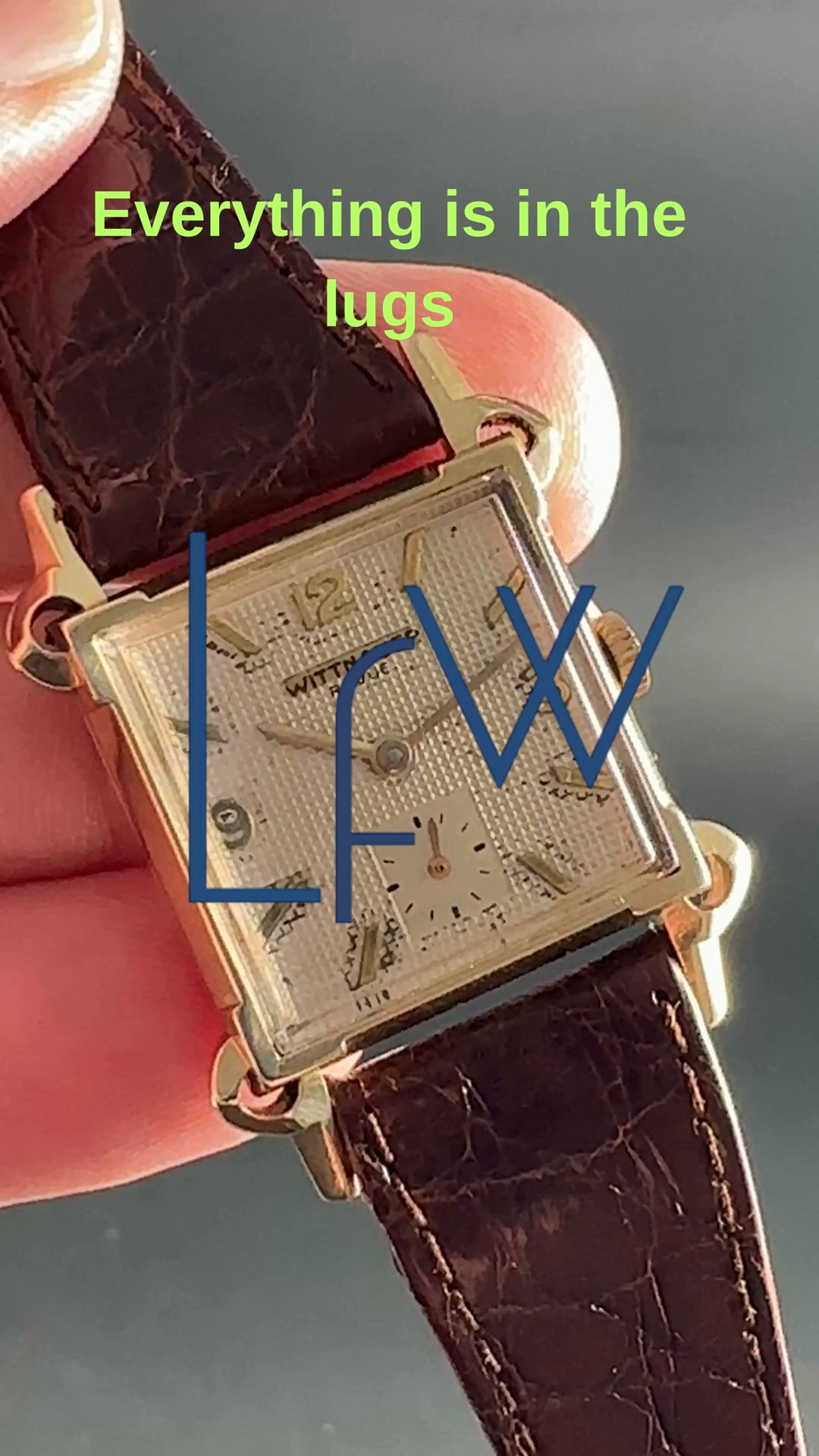 Wittnauer Revue Tank watch in 14k yellow gold