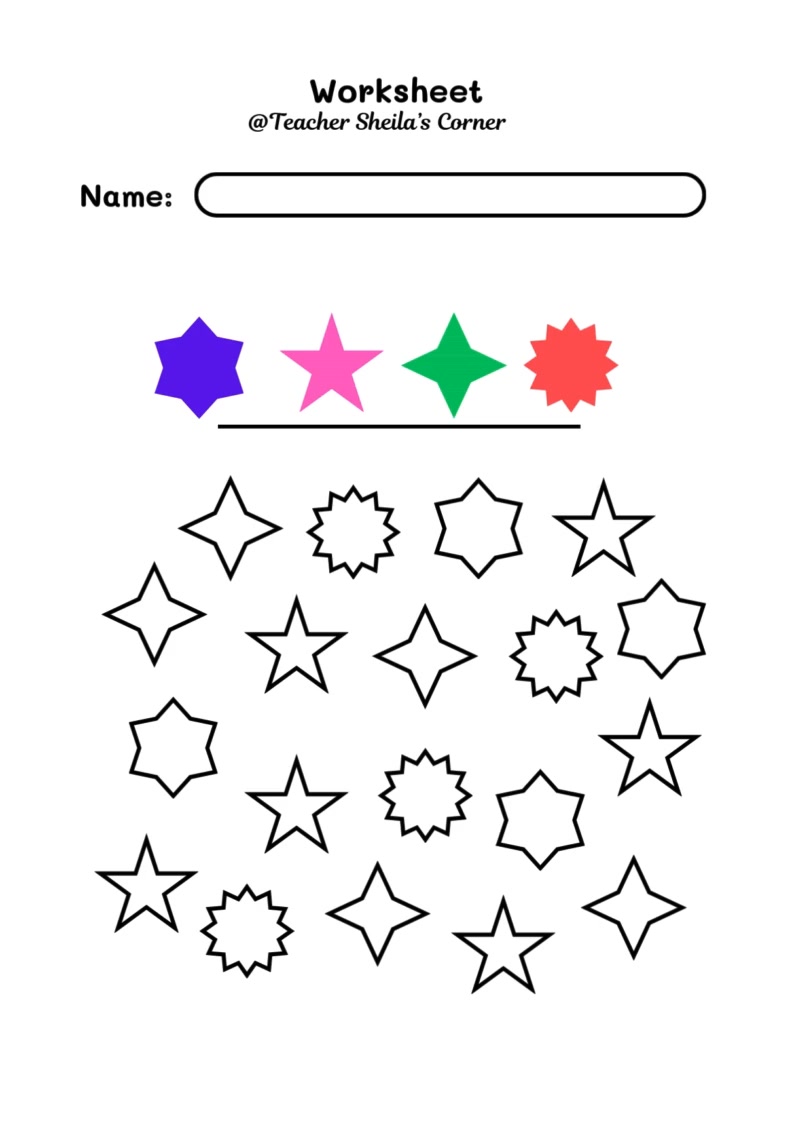 Worksheets on Analyzing Colors and Shapes - Focusing Activity All soft ...