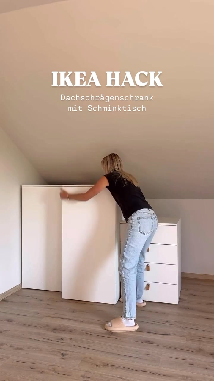 #dachschrägenschrank ✨ Teil 1, -, Endlich habe ich mich an dieses Projekt herangetraut! Ich habe die alten Platsa Schränke von Ikea an die Dachschräge im Kinderzimmer angepasst. Dafür habe ich das