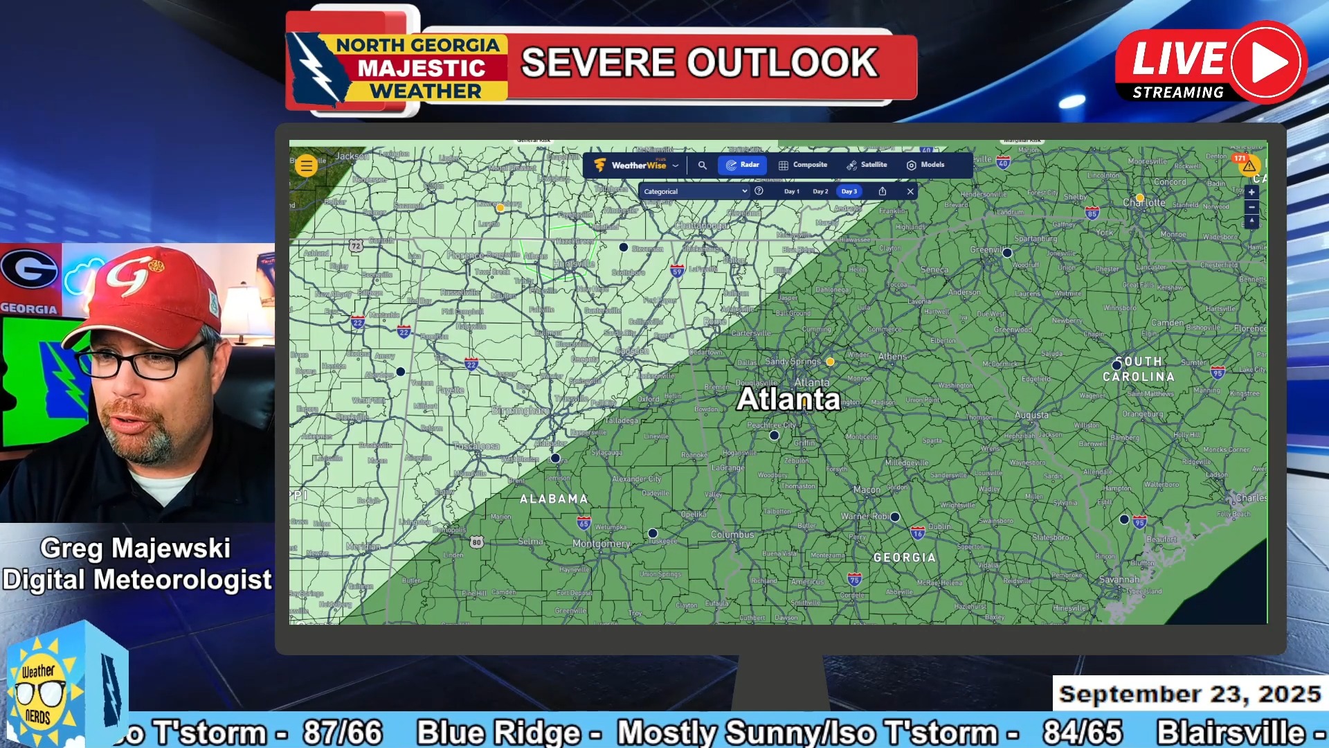 Looks like ABOVE NORMAL temps for NORTH GEORGIA on Wednesday once again ...