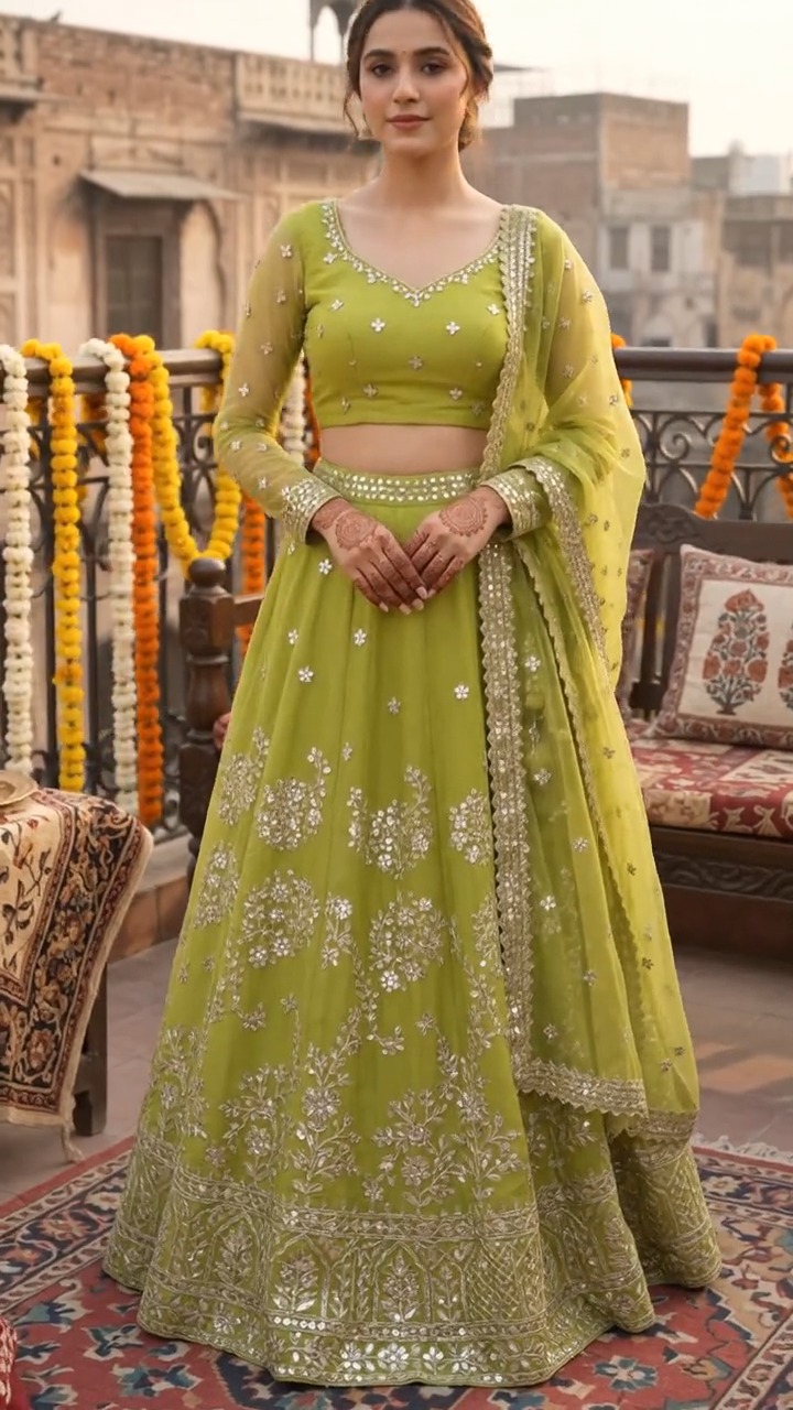 pakistani bridal green dress ** 💚✨ Lehenga Choli for Wedding Sequin Dresses