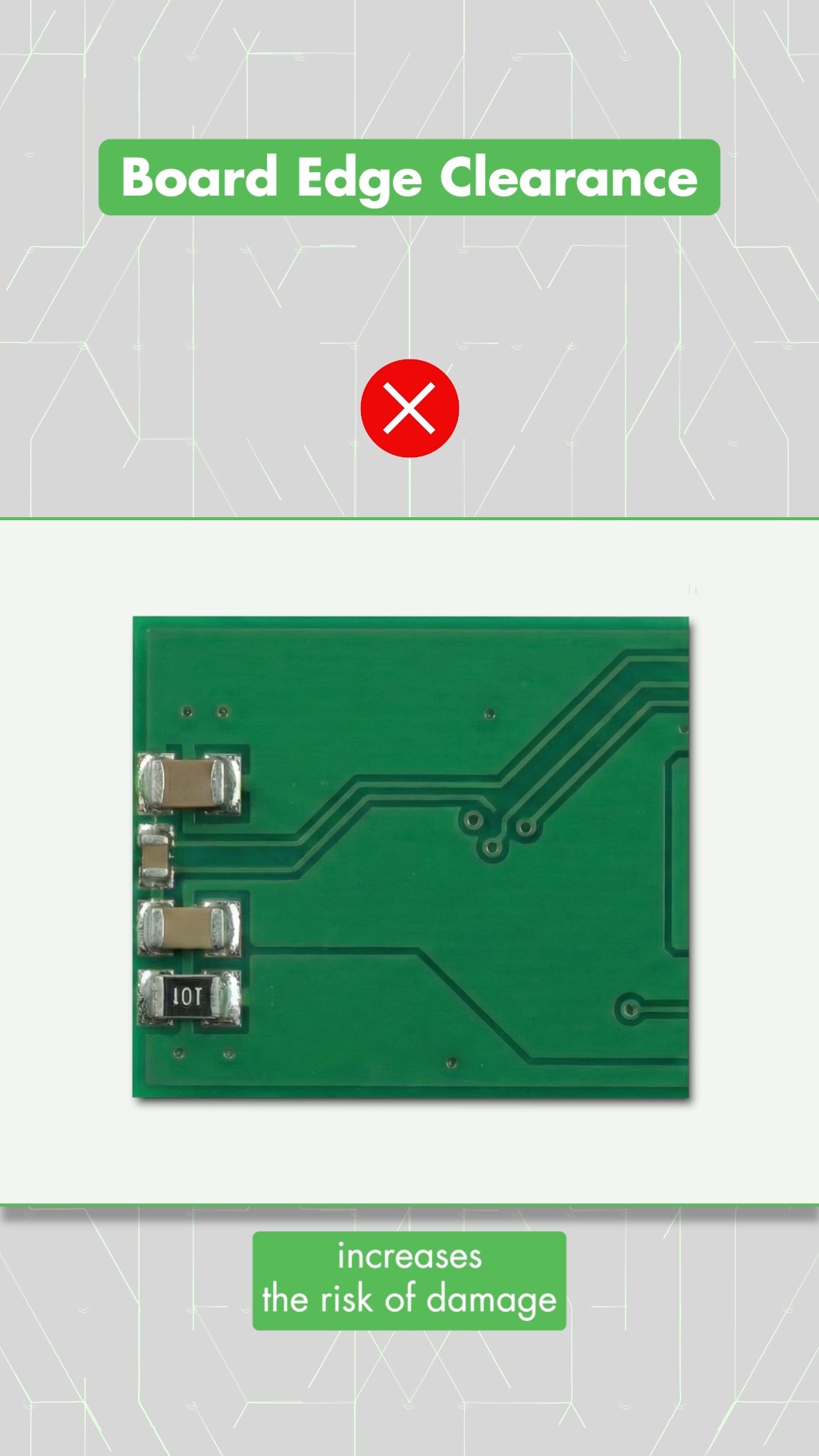 Overly compact layouts. Components too close to board edges. Heat ...
