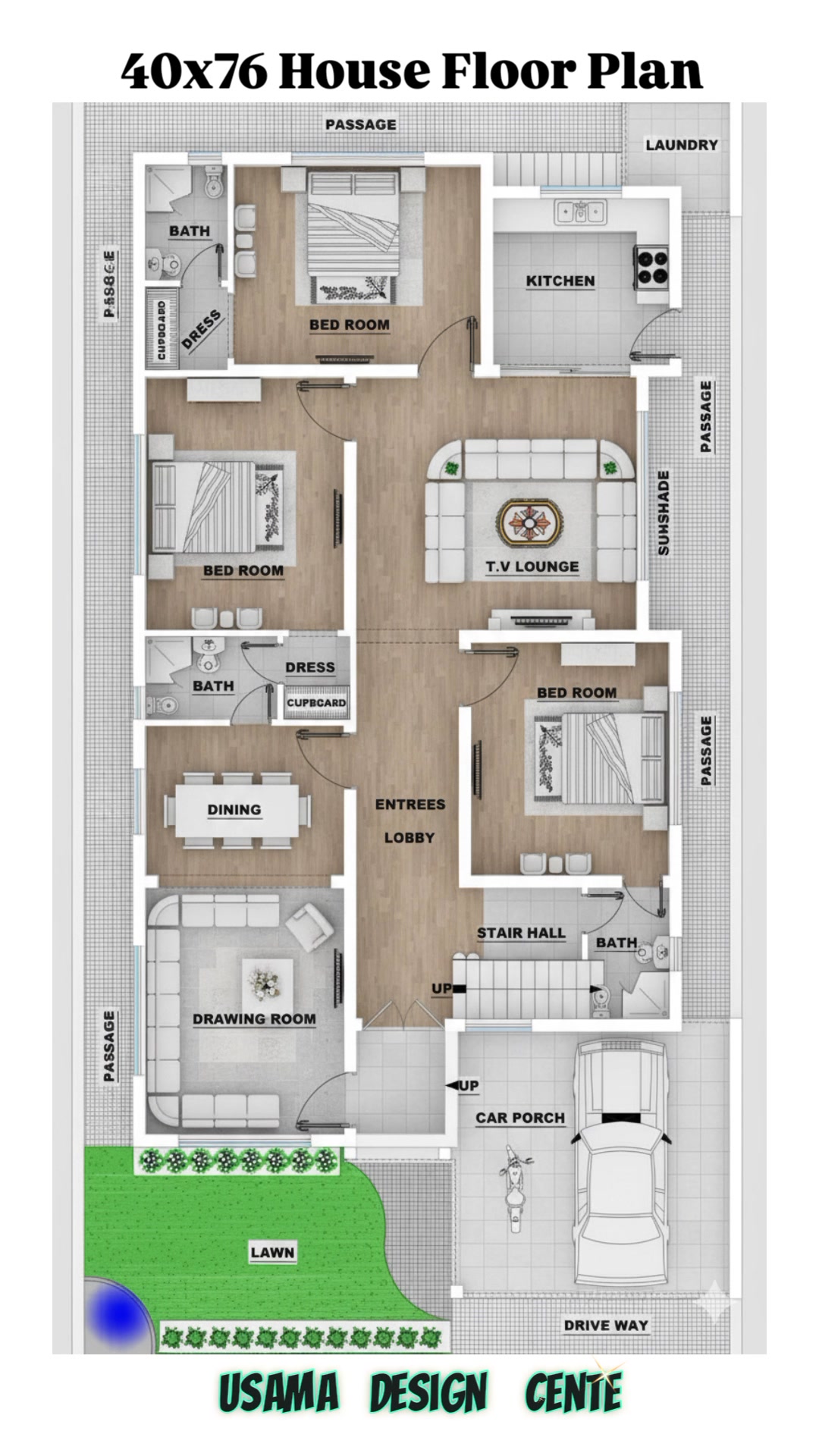 40x76 House Floor Plan | 11 Marla House Plan #homedesign #houseplan # ...