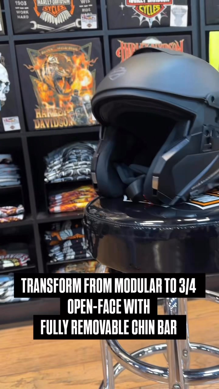 evos modular flip up motorcycle helmet H-D Evo X17 Sun Shield  West Coast Harley-Davidson aerodynamic design Evo Helmet Modular Dual Visor