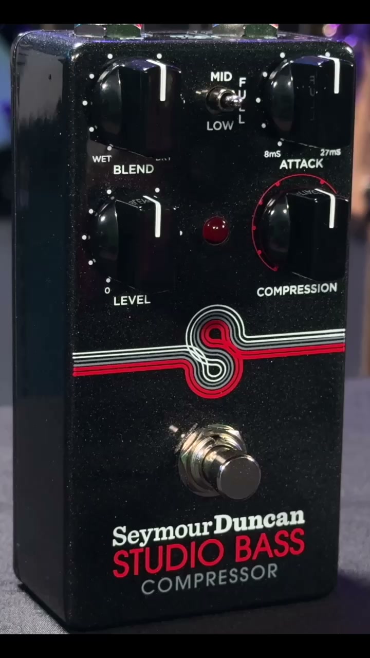 Our Studio Bass Compressor pedal, which now has a bold new look