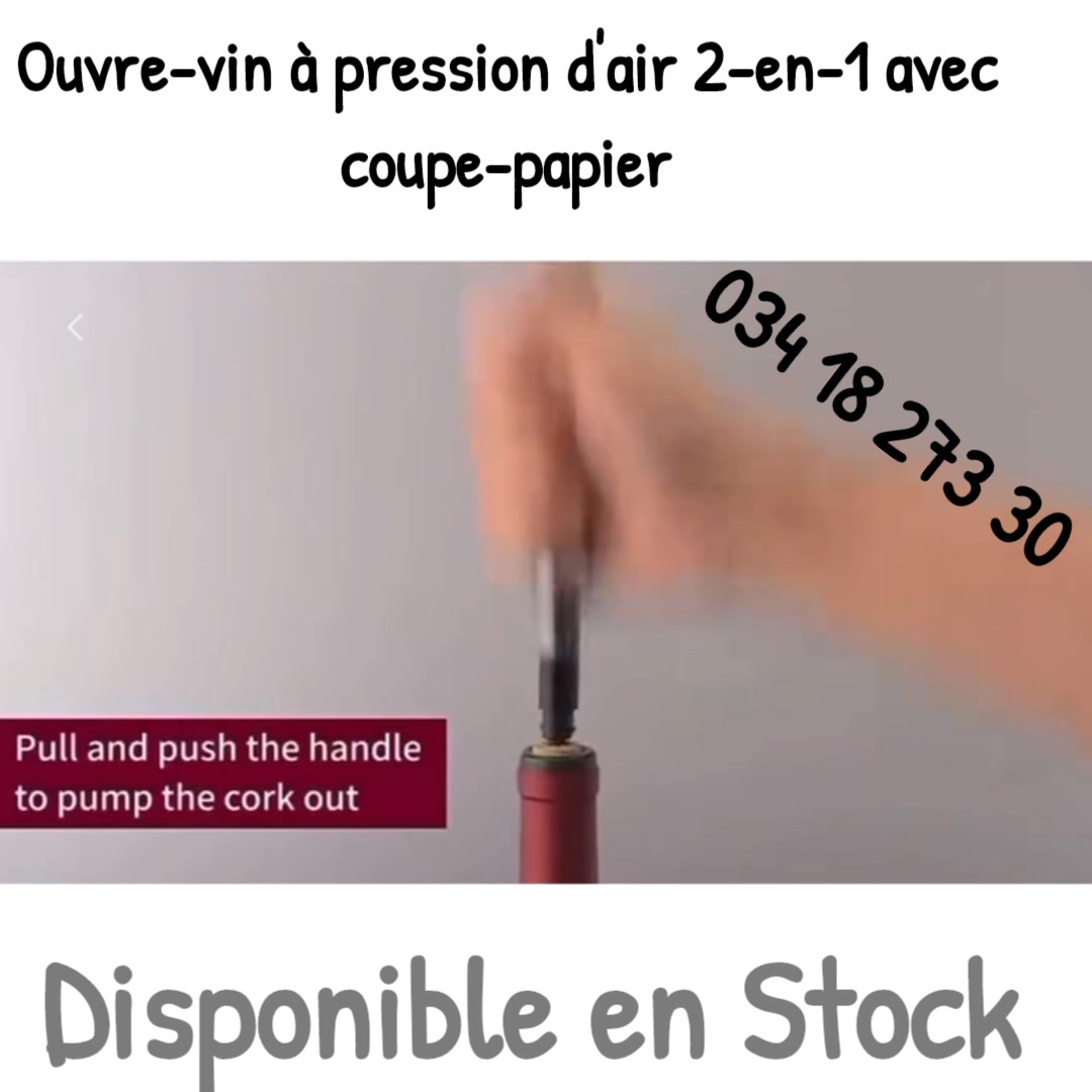 Tire-Bouchon Pompe à Air 2-en-1 FBBULES Avec Coupe-Capsule - Ouvre-Bouteille Pression Pour Vin