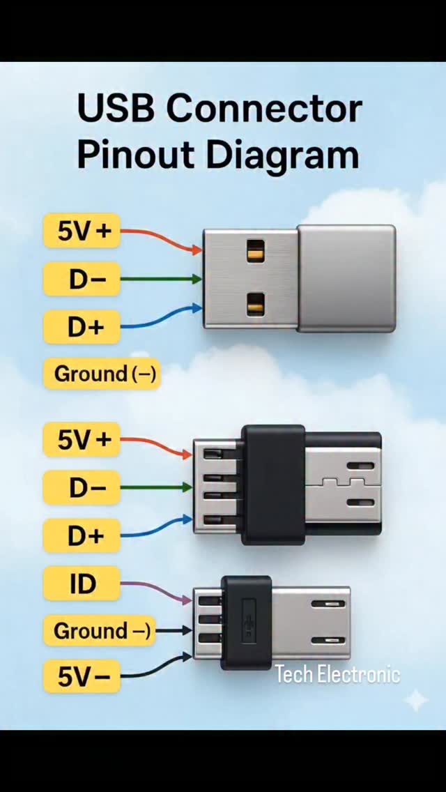 USB Connector Pinout Explained 🔌 | Simple Circuit Diagram for Beginners ...