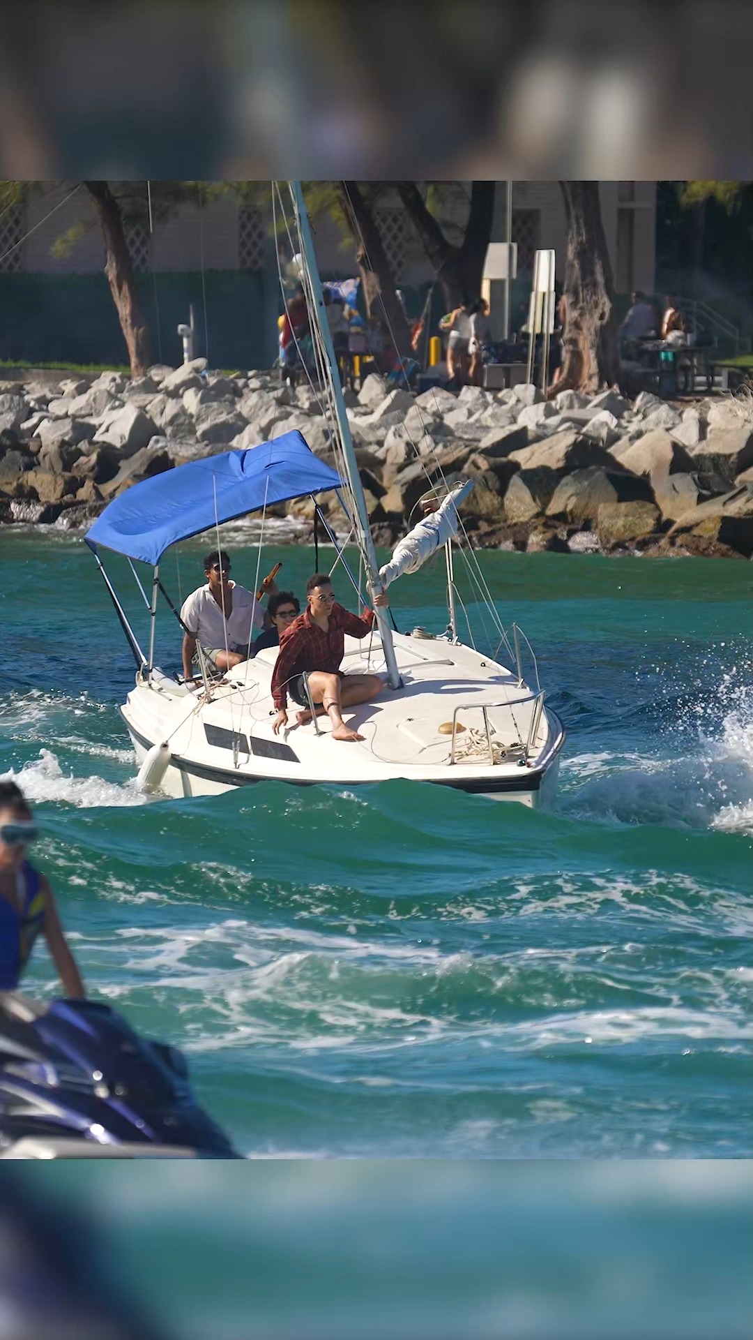 Sailboat Trying to Hold It Together in the Waves at Haulover Inlet ...