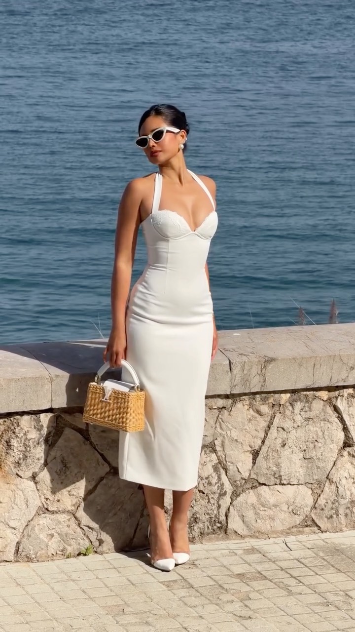 Cassia Midi Dress in Ivory: Euro Summer Style by Babyboo Fashion