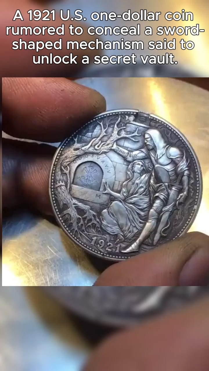Explores the legend of a modified 1921 dollar coin allegedly