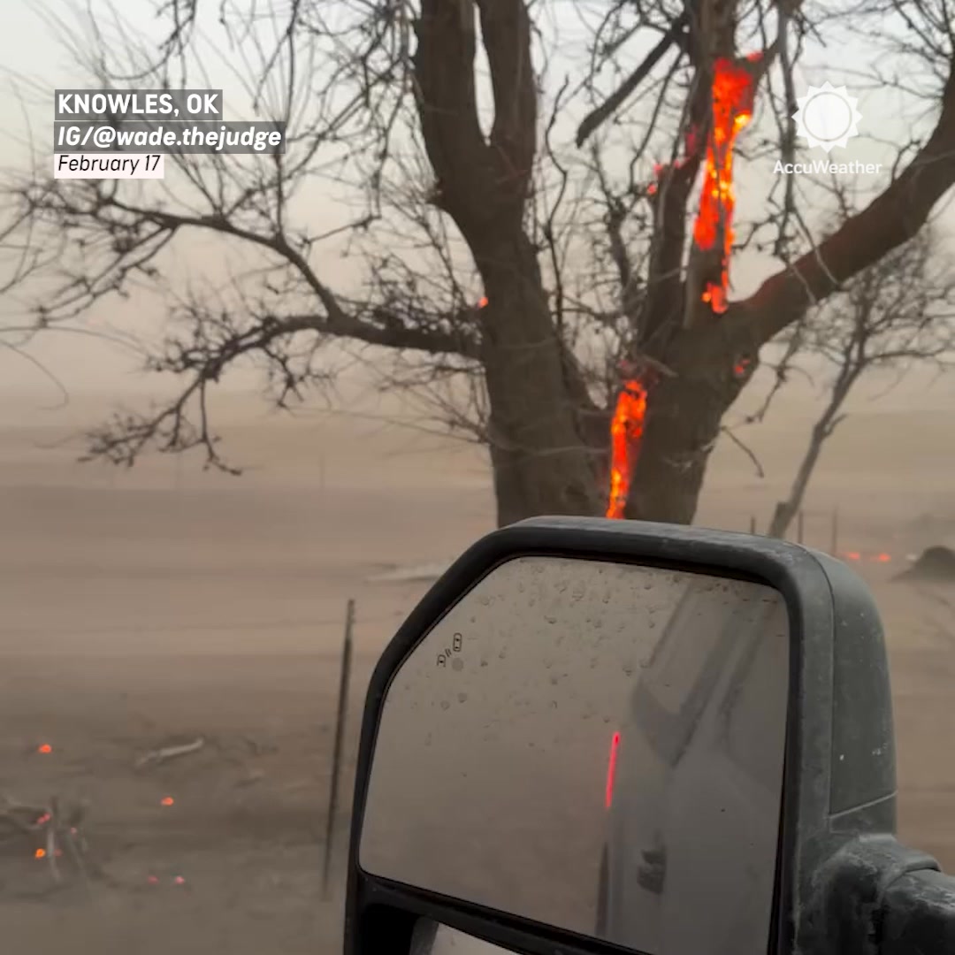 A massive wildfire burns near Knowles, Oklahoma, as extreme winds and ...